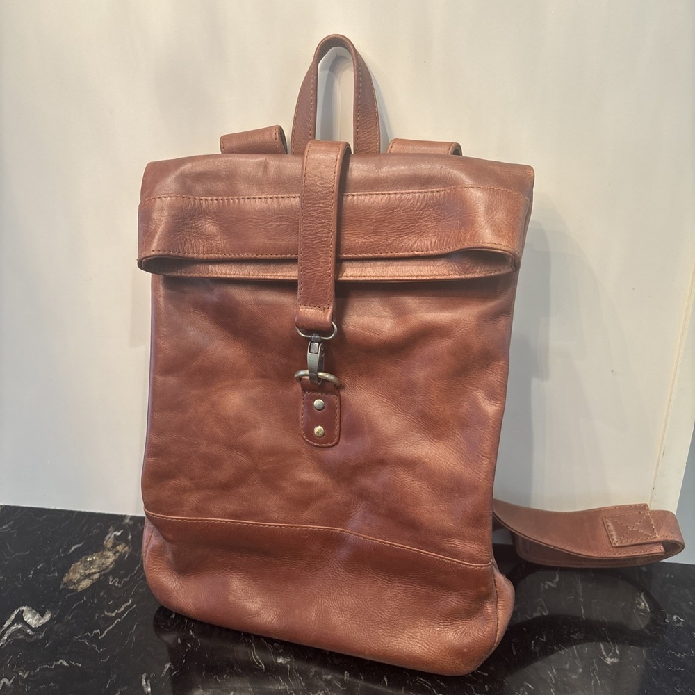 Makers Traveler LEATHER  Rolltop Backpack Cognac/Brown